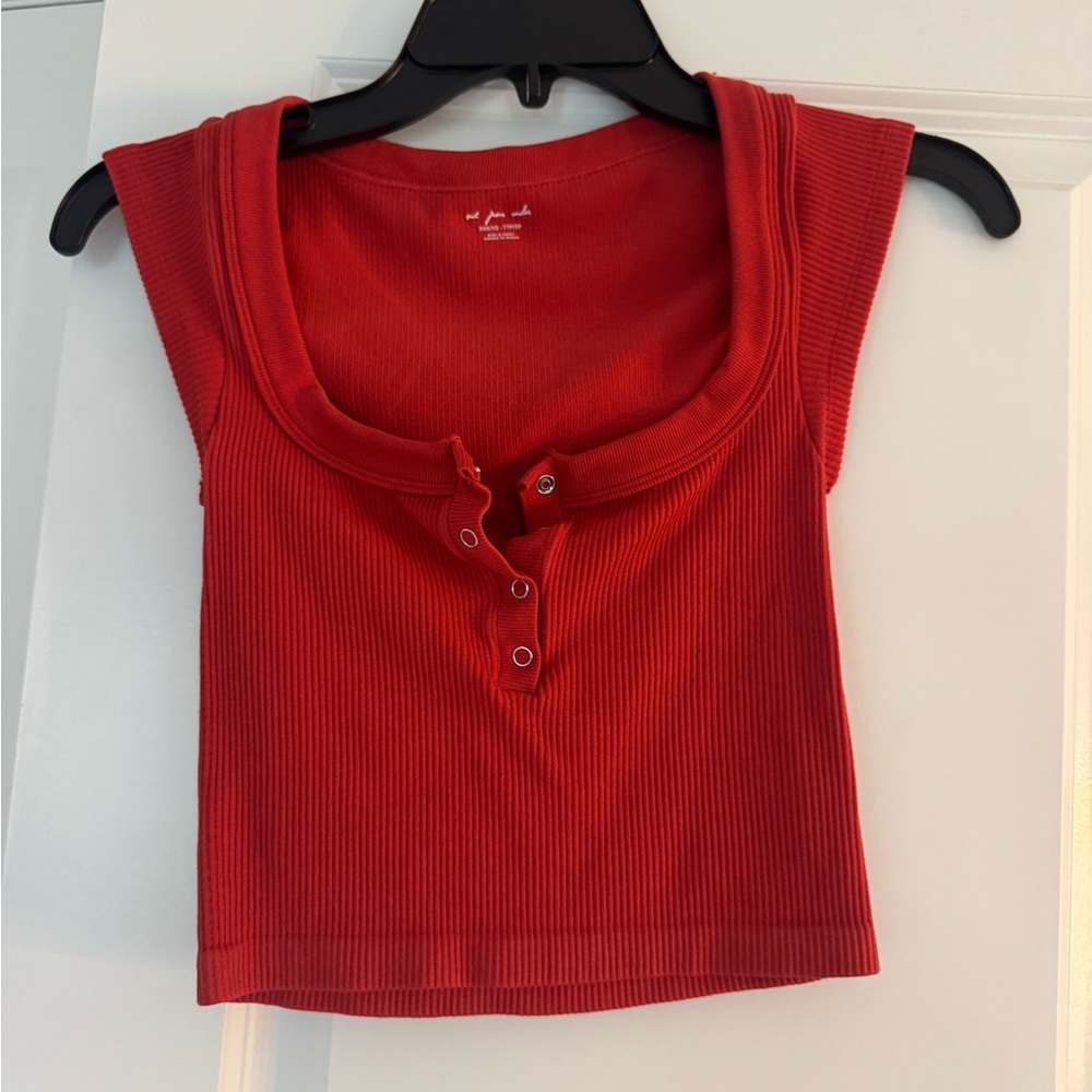 Urban Outfitters Red Ribbed Crop Top